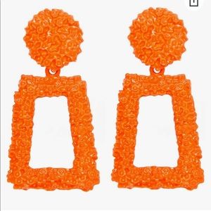 Neon Orange Dangle Earrings
